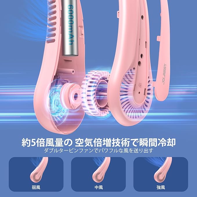 ZenAirFy™ 静かで快適な冷却体験!USB充電式ミニネックファン(長時間バッテリー搭載)